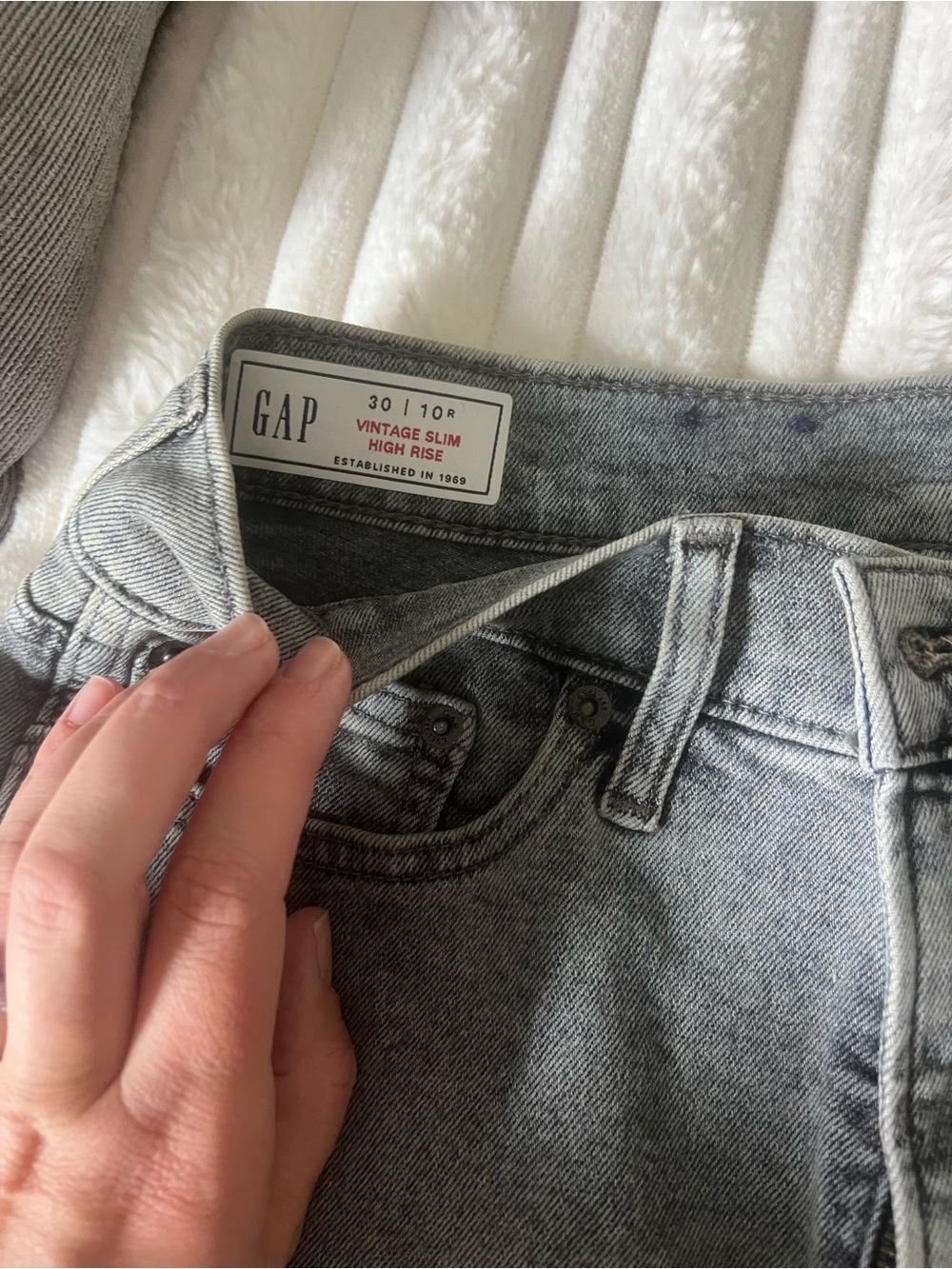 GAP Vintage Slim High Rise Jeans - Light Gray Wash worn once!